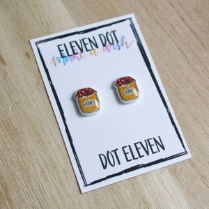 Red Country Polka Dot Jar Bumble Bee Earrings